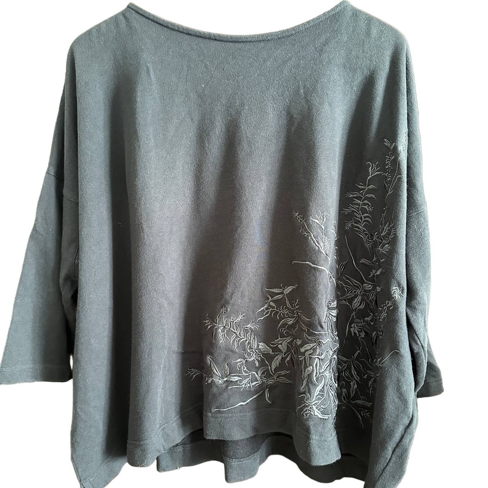 POETRY | Cotton Linen Blend Boxy Embroidered Sweatshirt | Size L